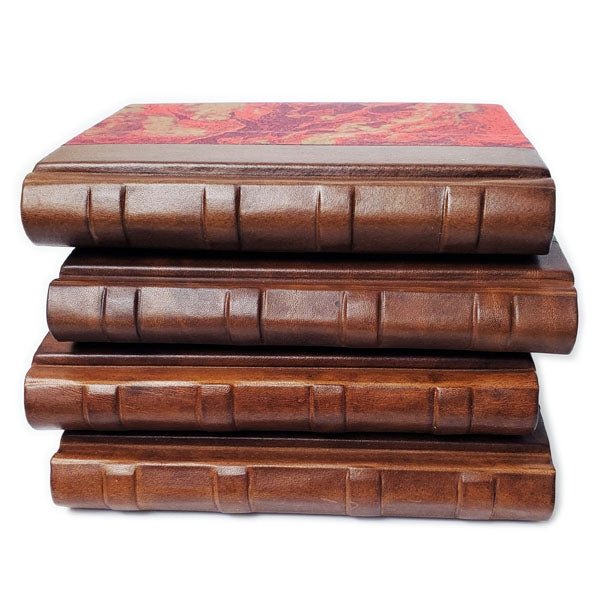Leather & Marble Journal Book 5x7"- Italian Made-128 Lined sheets Leather Binding - Nostalgic Impressions
