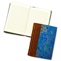 Leather & Marble Journal Book 5x7"- Italian Made-128 Lined sheets Leather Binding - Nostalgic Impressions