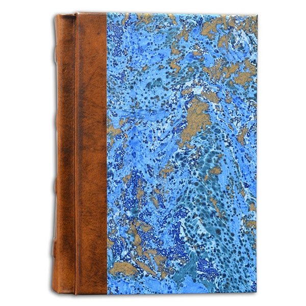 Leather & Marble Journal Book 5x7"- Italian Made-128 Lined sheets Leather Binding - Nostalgic Impressions