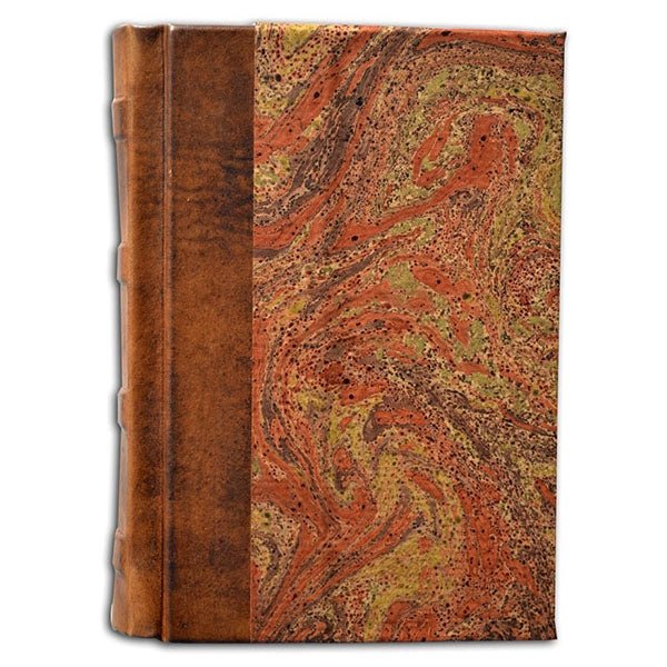 Leather & Marble Journal Book 5x7"- Italian Made-128 Lined sheets Leather Binding - Nostalgic Impressions