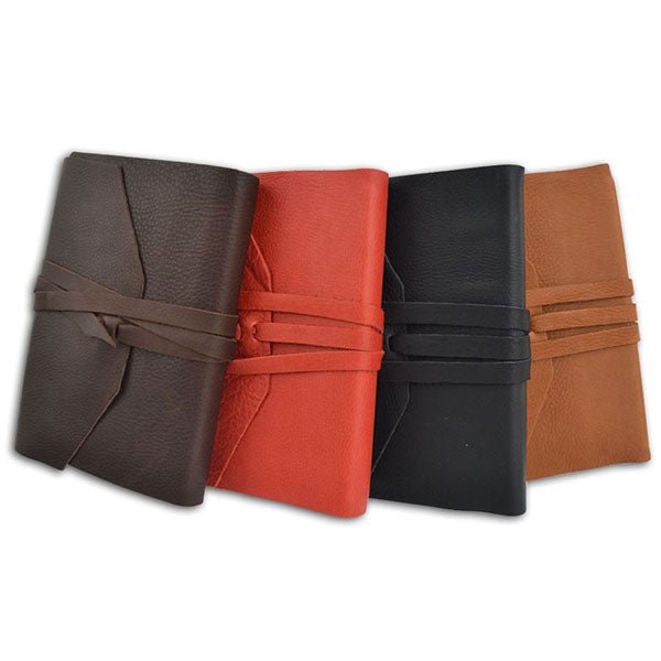 Leather Wrap Journal Italian made- Refillable-Two sizes -128 lined pages - Nostalgic Impressions