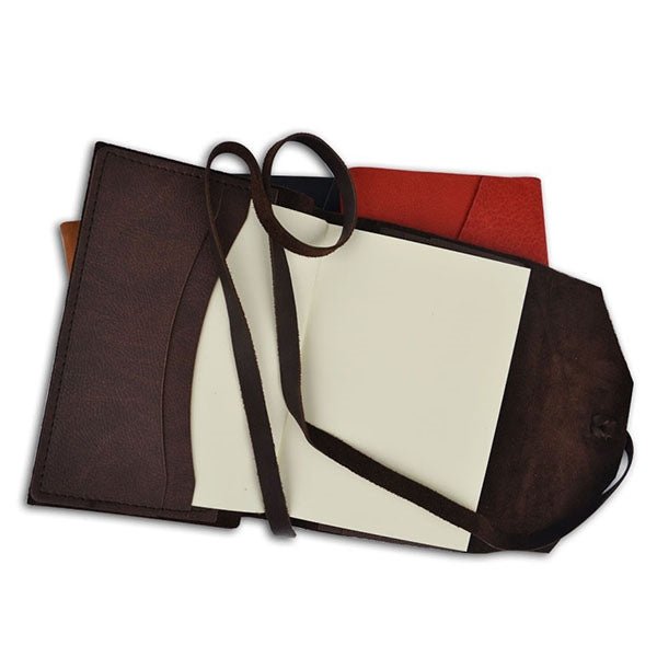 Leather Wrap Journal Italian made- Refillable-Two sizes -128 lined pages - Nostalgic Impressions