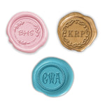 E-Z 3 Letters Across Monogram Maker Wax Seal Stamp with Rosewood Handle-Choice of Border & Font - Nostalgic Impressions