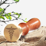 Caduceus Medical Symbol Wax Seal Stamp with Rosewood Wood Handle #R720CD - Nostalgic Impressions