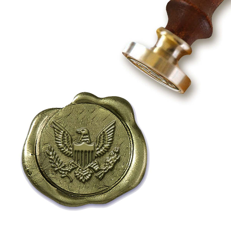 American Eagle Wax Seal Stamp with Blue Wood Handle #R825CD-30mm die - Nostalgic Impressions