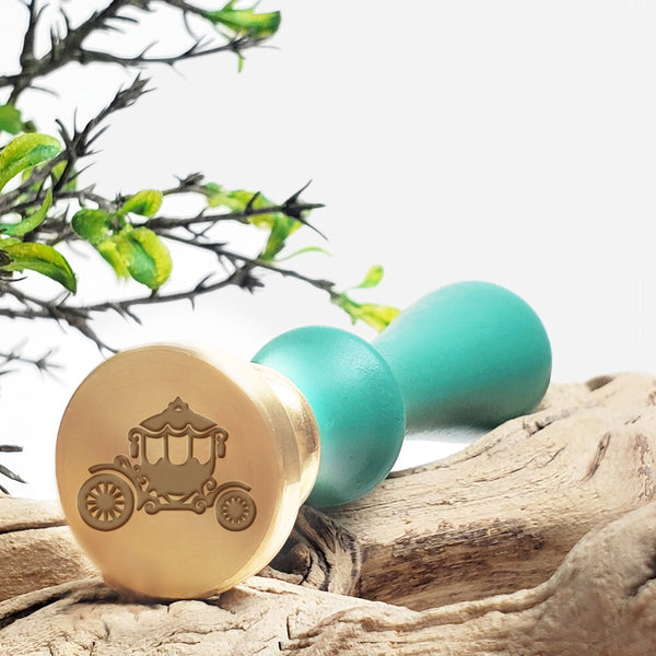 Coach Wedding Wax Seal Stamp with a Turquoise Wood Handle #R886 - Nostalgic Impressions