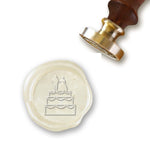 Bride and Groom Cake Wedding Wax Seal Stamp with Blush Pink Wood Handle #R891 - Nostalgic Impressions