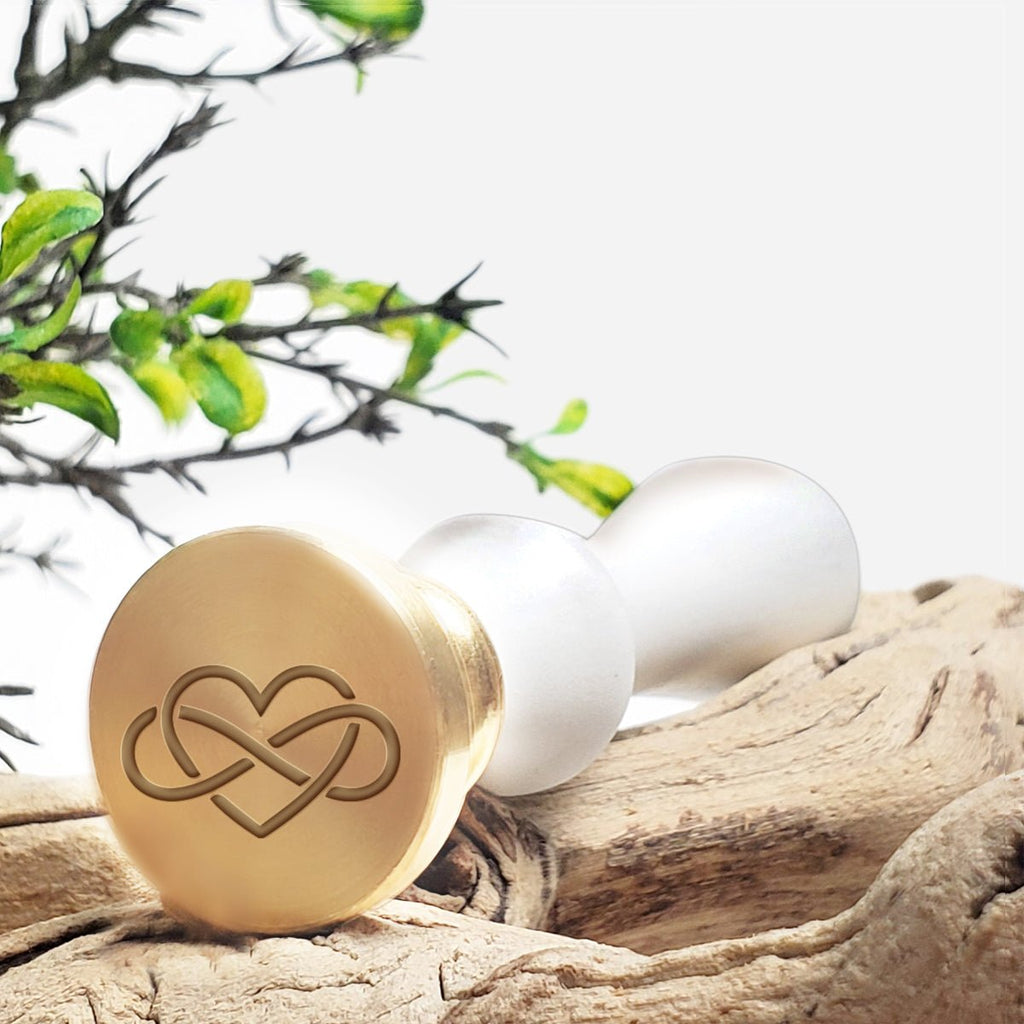 Infinity Heart Wedding Wax Seal Stamp with White Wood Handle #R893 - Nostalgic Impressions