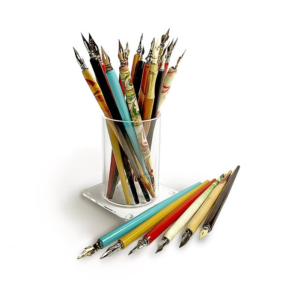 Vintage Calligraphy Wood Dip Pens assorted colors - 6PK - Nostalgic Impressions