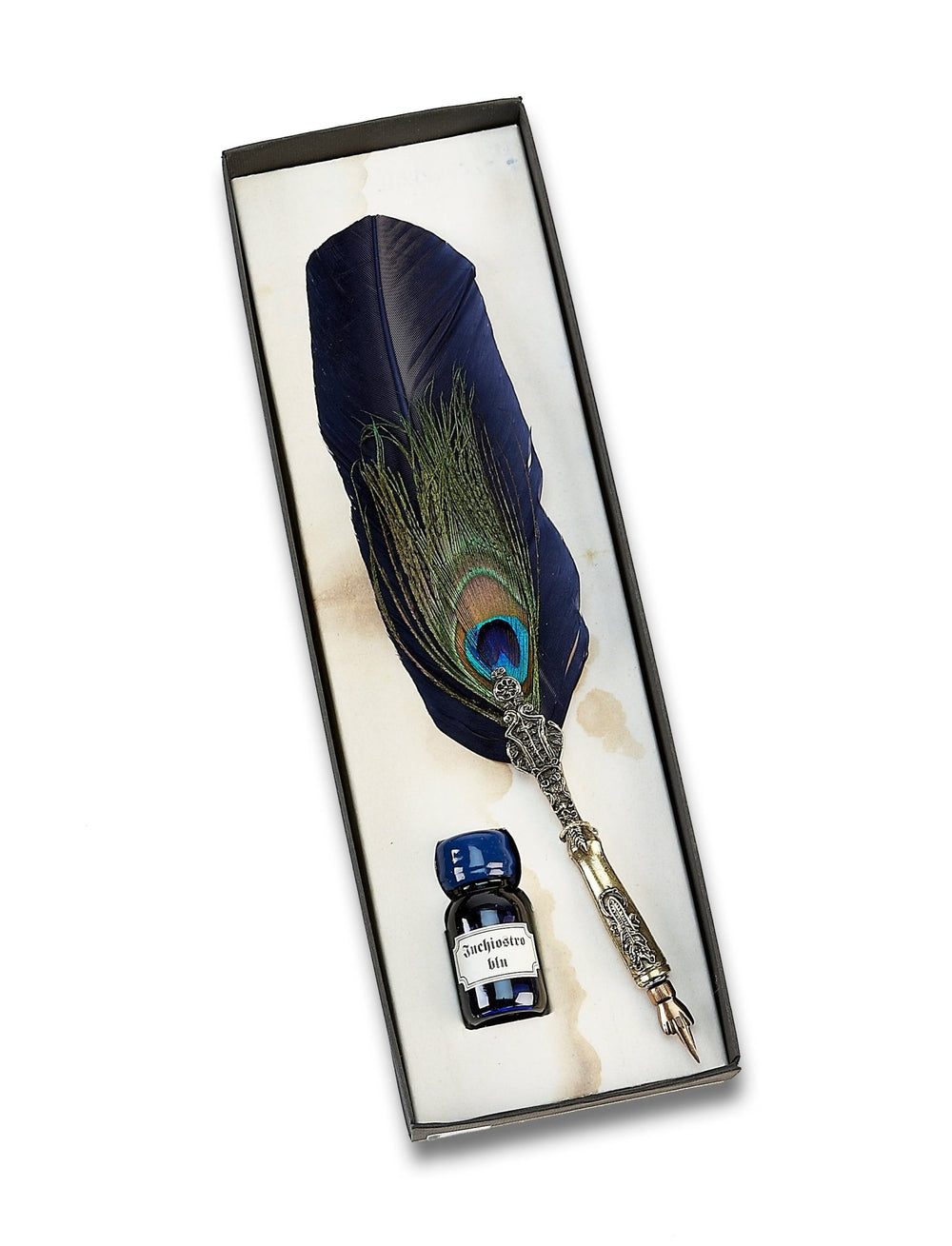 Renaissance Writing Set With Calligraphy Parchment Paper, Feather Quill, And Ink - Denmark