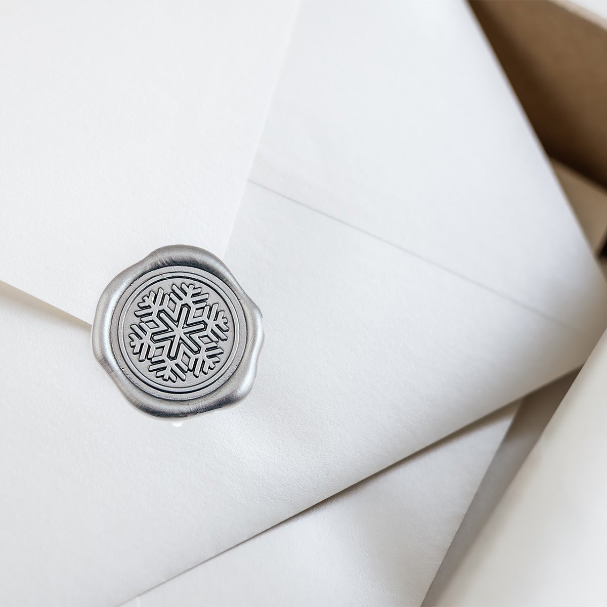 Christmas Adhesive Wax Seals 25Pk Quick-Ship Stickers - 1" - Silver Snowflake - Nostalgic Impressions