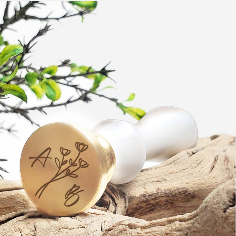 Minimalist Custom Wax Seal Stamp with White Wood Handle-Multiple Font Choices with Preview #3386 - Nostalgic Impressions