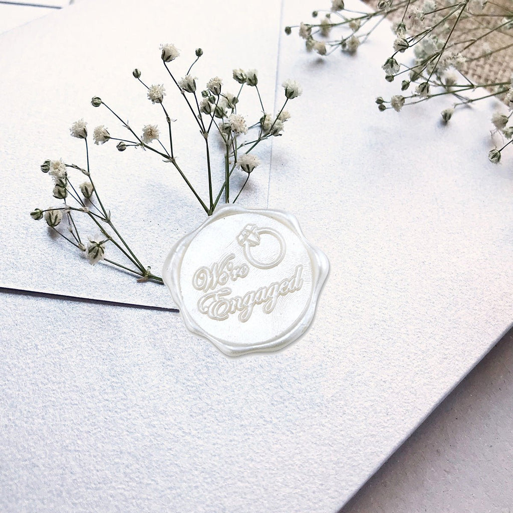 We're Engaged Wedding Adhesive Wax Seal Quick-Ship Stickers 25PK - Nostalgic Impressions