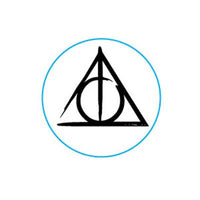 Harry Potter Deathly Hallows Seal Stamp Kit with Brown Wood Handle and Red Gold and Black Sealing Wax