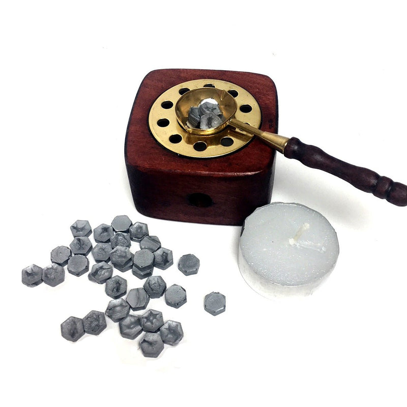 Sealing Wax Melting Desktop Set with Candle and Spoon - Nostalgic Impressions