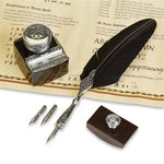 Feather Quill Pen & Ink Set with Ink , Blotter & Nibs - Nostalgic Impressions
