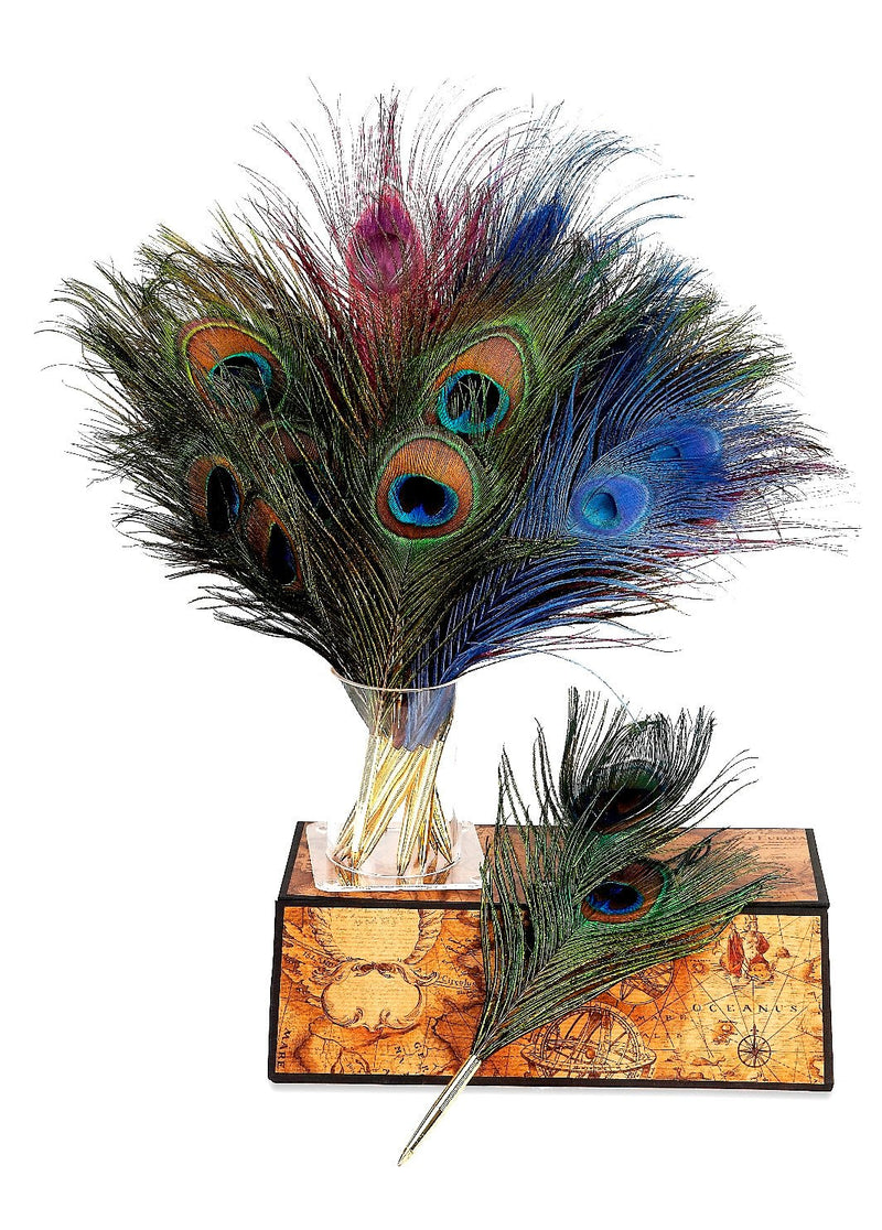 Peacock Feather Ballpoint Pen-Refillable-Natural Color - Nostalgic Impressions