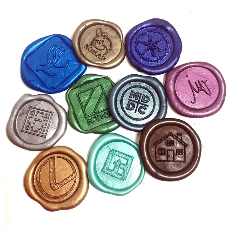 Adhesive Wax Seal Stickers with your Logo or Art-Standard Sizes 3/4", 1" and 1 1/4" Finished Size - Nostalgic Impressions